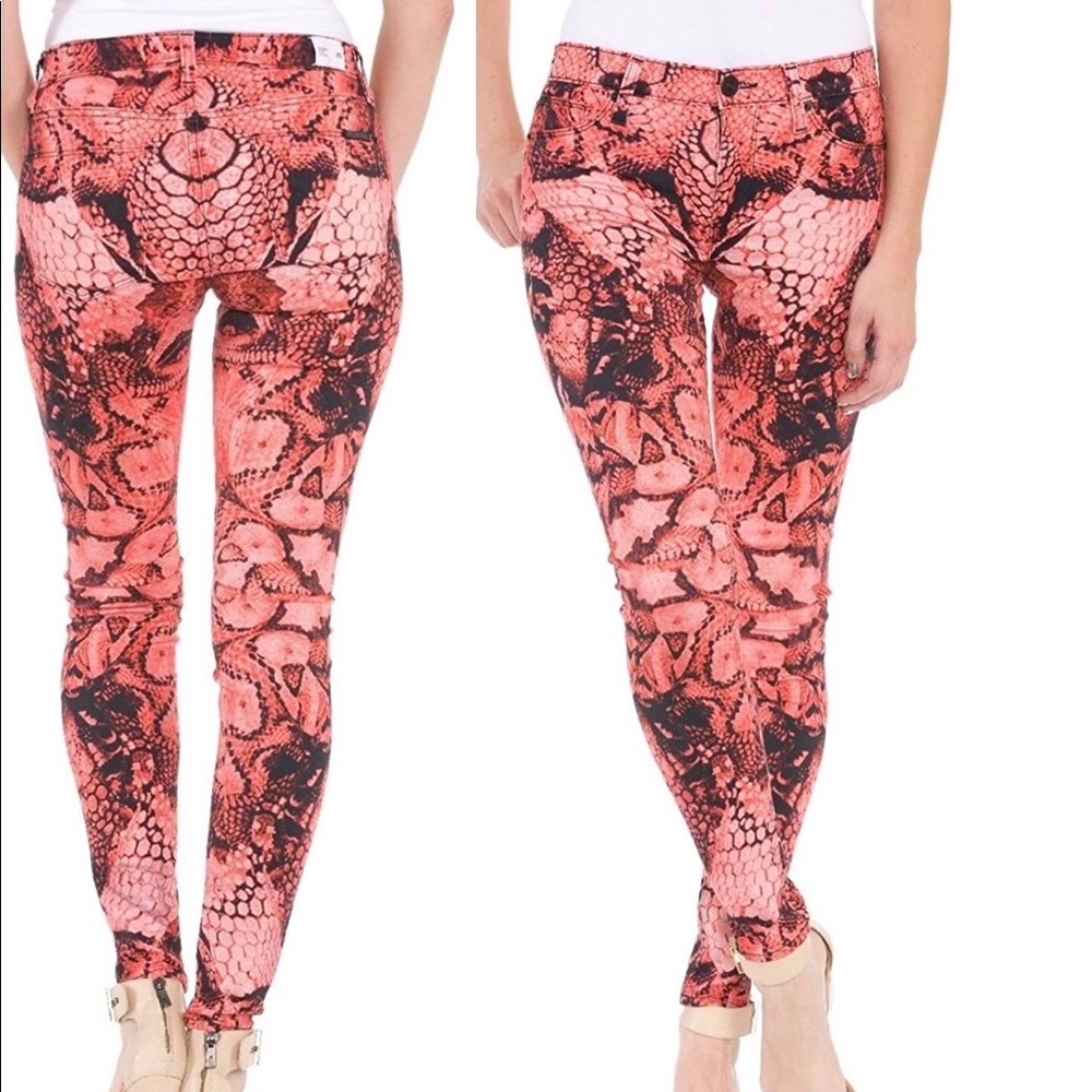 Hudson Nico Mid Rise Super Skinny Red Snake Skin